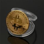 Moneda de colectie Bitcoin cu carcasa protectie, aurie fotografia produsului View 3 S