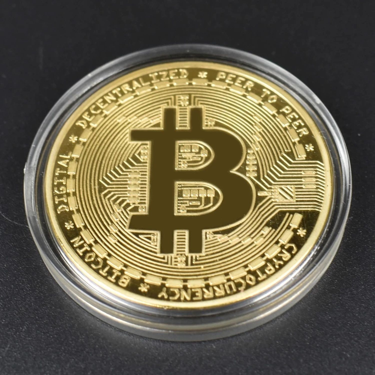 Moneda de colectie Bitcoin cu carcasa protectie, aurie fotografia produsului View 4 L