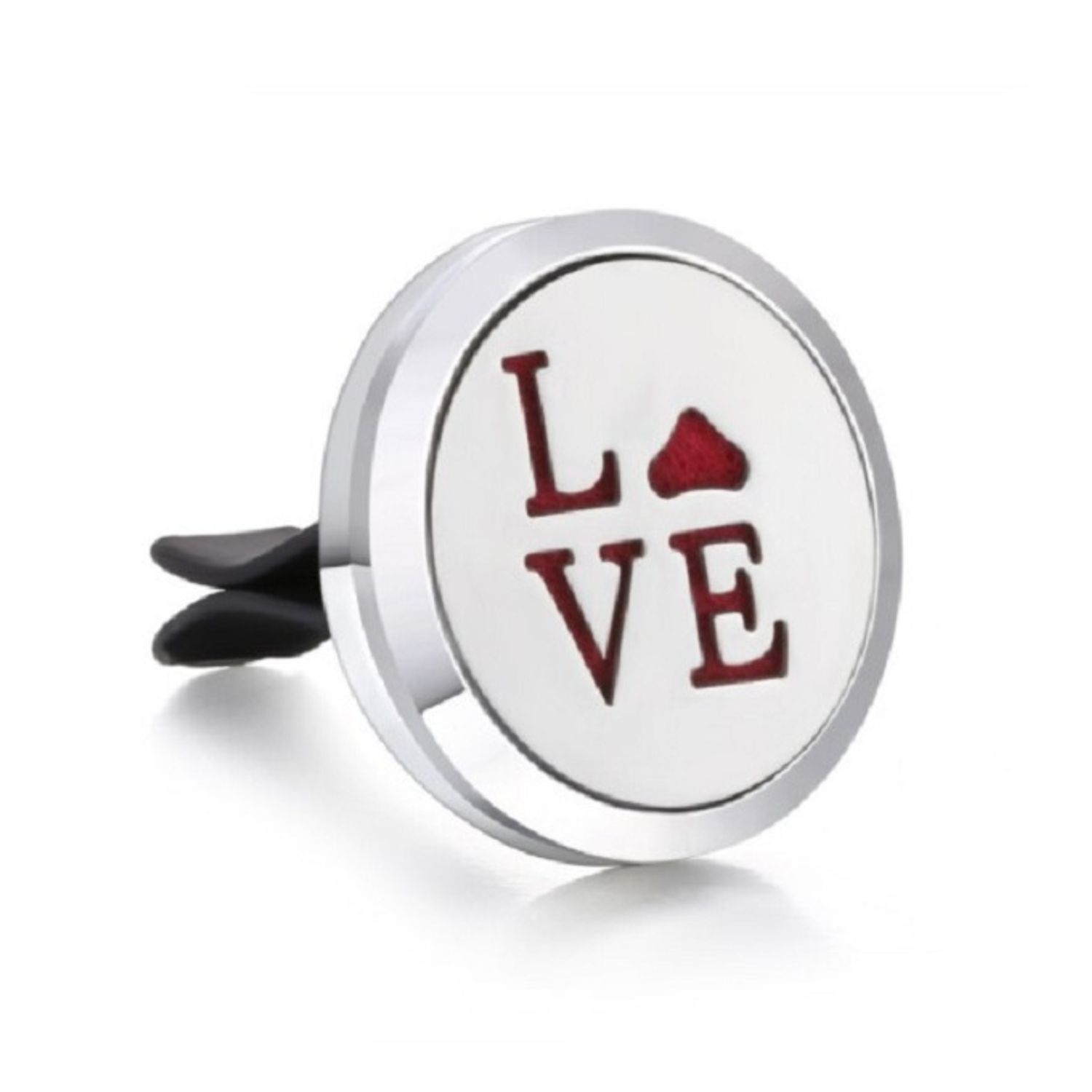 Difuzor auto aromaterapie , pentru uleiuri esentiale, Love , argintiu , disc 22 mm fotografia produsului