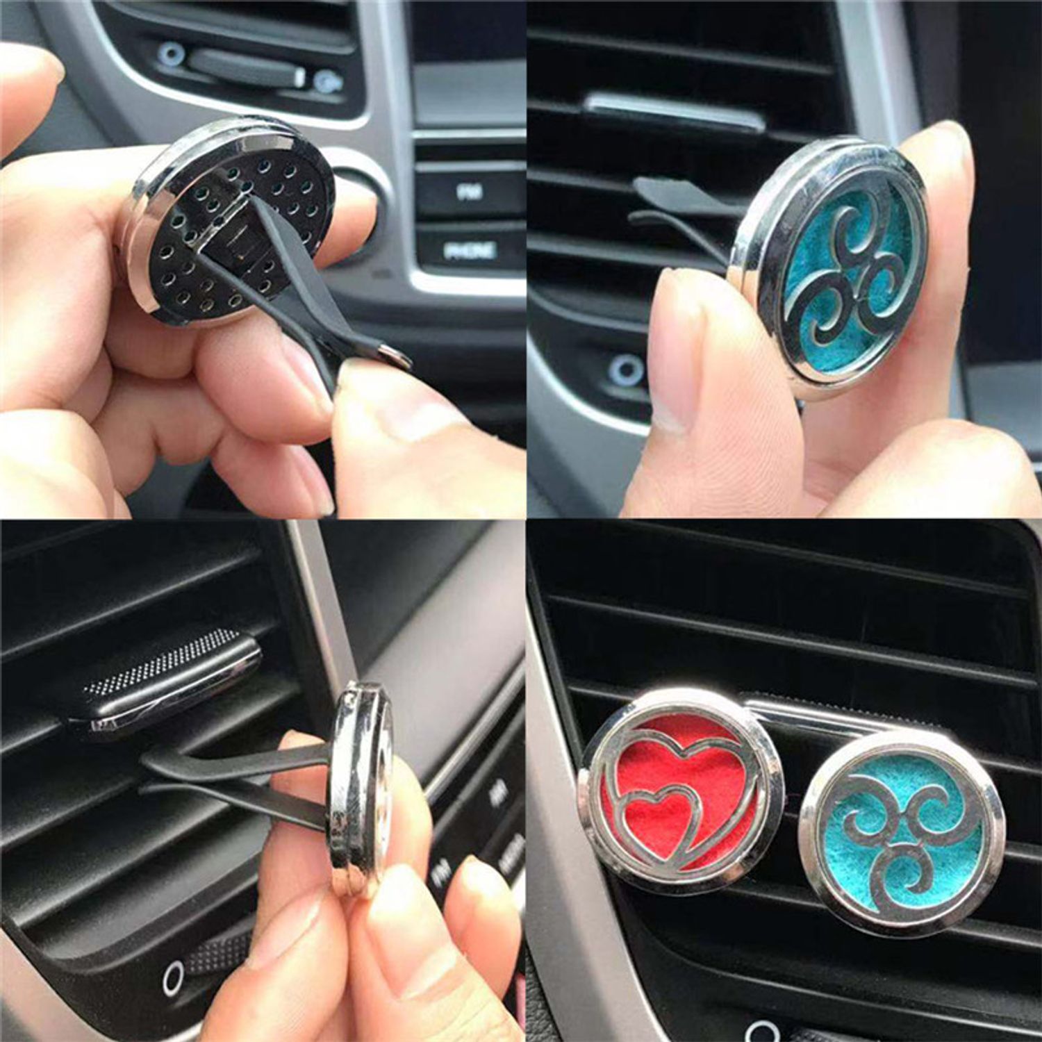 Difuzor auto aromaterapie , pentru uleiuri esentiale , argintiu , disc 22 mm fotografia produsului View 2 L