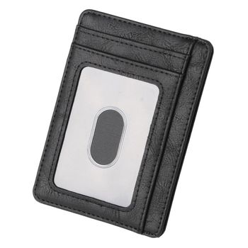Port card ultra slim blocare rfid din piele ecologica, negru