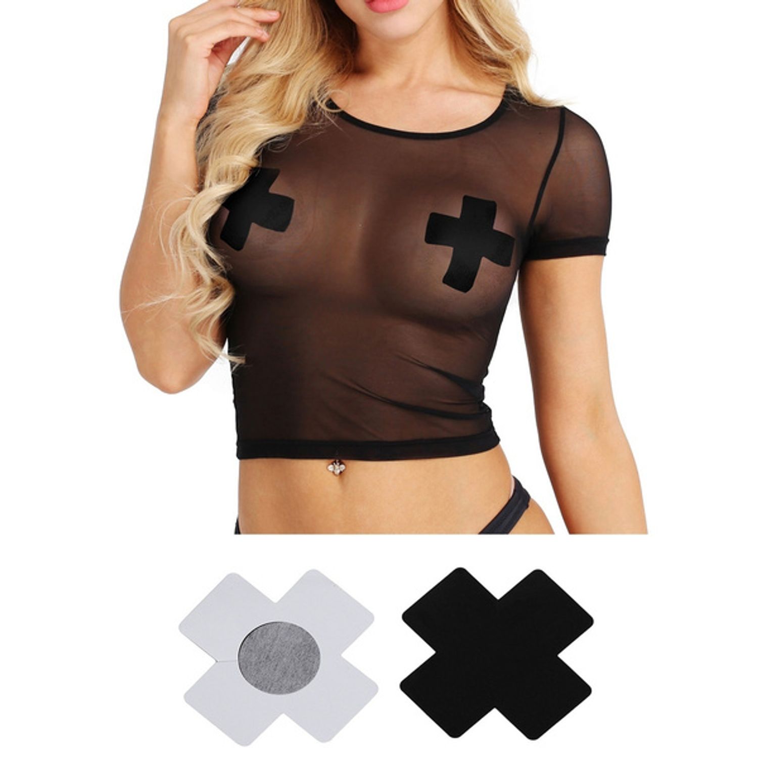 Nipple covers , material textil , Touch Me , negru , 2 buc fotografia produsului View 5 L