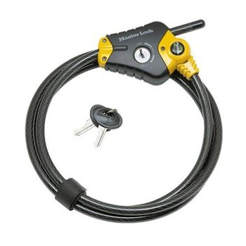 Cablu antifurt bicicleta ajustabil din otel master lock 8420eurd, 4,50m, Ø10mm, clasa securitate 6/10 cheie