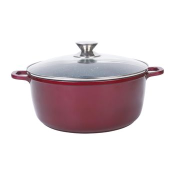 Cratita din aluminiu, cu ceramica, cu capac din sticla, pentru prepararea gemului, sosului din tomate, 32cm, grunberg
