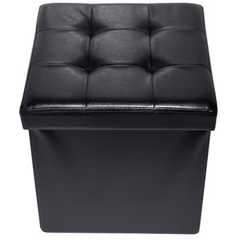 Taburet pliabil cu spatiu de depozitare, 38x38x38 cm, tb58/negru
