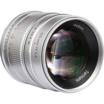 Obiectiv manual 7artisans 55mm f1.4 silver pentru olympus si panasonic mft m4/3-mount