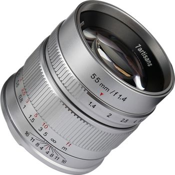Obiectiv manual 7Artisans 55mm F1.4 Silver pentru Canon EOS-M Mount 7Artisans imagine noua 2022