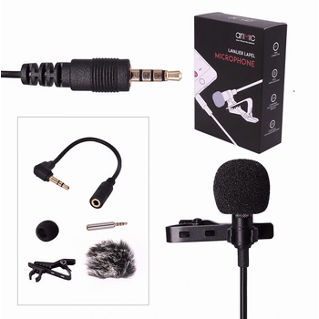 Microfon lavaliera arimic 1.5m hands free clip-on pentru dslr smartphone