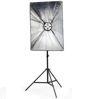 Kit lumina continua foto video lampa cu 4 becuri+ softbox 60x90cm + stativ+ 4 becuri