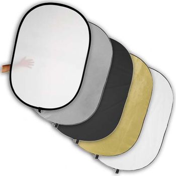 Blenda reflexie-difuzie 5 in 1 difuzie gold silver negru alb ovala 150x200cm