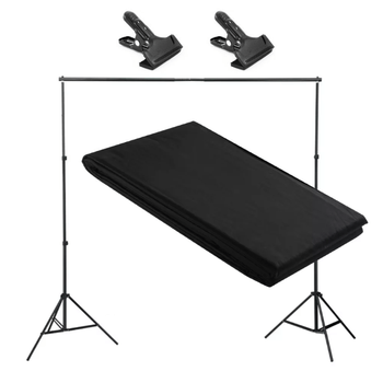 Kit pentru suport fundal studio foto 220cm si fundal negru 3x6m