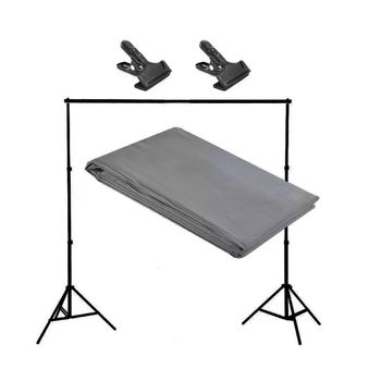 Kit pentru suport fundal studio foto 270cm cu stativ pneumatic si fundal gri 3x6m