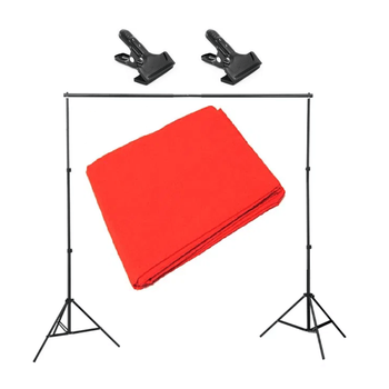 Kit pentru suport fundal studio foto 220cm si fundal rosu 3x6m