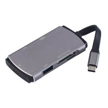 Adaptor usb 3.0 c type yc-207 usb-c, hdmi 4k, sd card, microsd pentru macbook pro