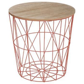 Masuta cafea rotunda, cadru metalic teracota