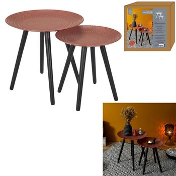 Masuta cafea set 2 bucati nomade caramiziu
