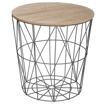 Masuta cafea rotunda, cadru metalic negru