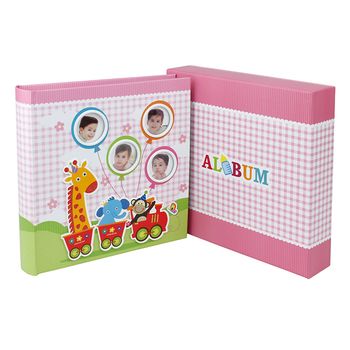 Album foto Baby Train personalizabil 50 file tip carte 200 poze format 10x15 roz