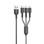 Cablu de Date 3in1 WK Design USB to USB-C-Lightning-micro USB 3A 1.2m, Negru fotografia produsului View 2 S