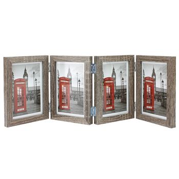 Rama foto multipla de birou big ben, 10x15 cm, cadru lemn, balamale, gri