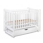 Patut cu sistem de leganare, laterala culisanta, sertar YappyMove din lemn de fag, YappyKids, 120x60 cm, Alb fotografia produsului View 2 S