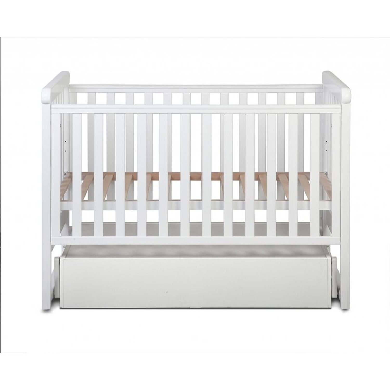 Patut cu sistem de leganare, laterala culisanta, sertar YappyMove din lemn de fag, YappyKids, 120x60 cm, Alb fotografia produsului View 7 L