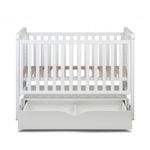 Patut cu sistem de leganare, laterala culisanta, sertar YappyMove din lemn de fag, YappyKids, 120x60 cm, Alb fotografia produsului View 3 S