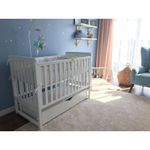 Patut cu sistem de leganare, laterala culisanta, sertar YappyMove din lemn de fag, YappyKids, 120x60 cm, Alb fotografia produsului View 8 S