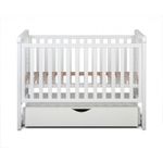 Patut cu sistem de leganare, laterala culisanta, sertar YappyMove din lemn de fag, YappyKids, 120x60 cm, Alb fotografia produsului View 9 S