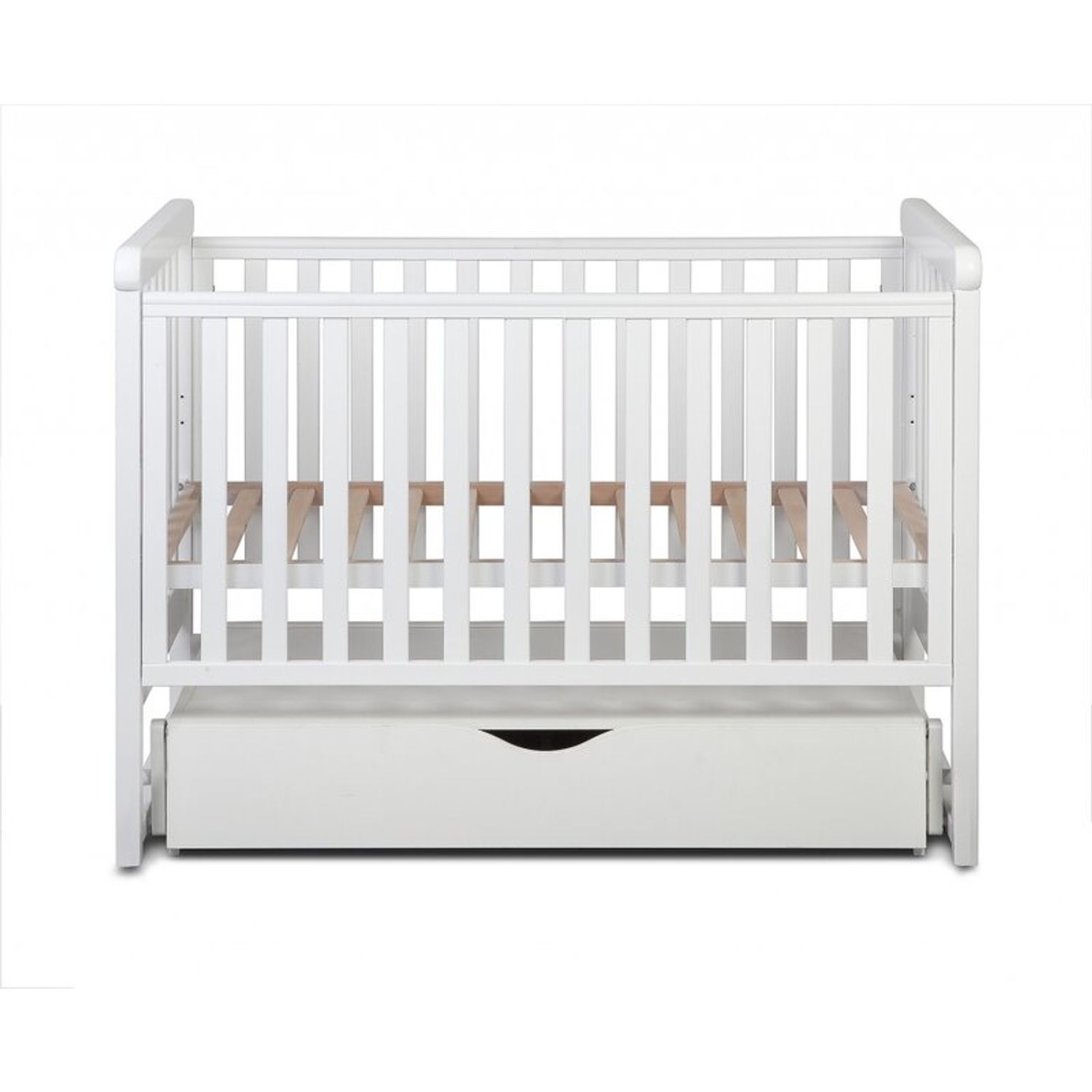 Patut cu sistem de leganare, laterala culisanta, sertar YappyMove din lemn de fag, YappyKids, 120x60 cm, Alb fotografia produsului View 9 L