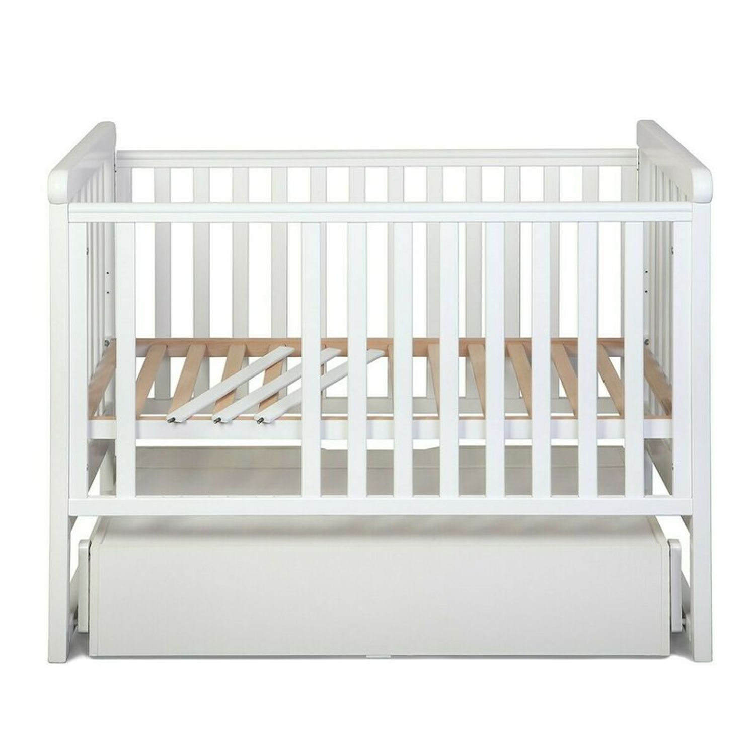 Patut cu sistem de leganare, laterala culisanta, sertar YappyMove din lemn de fag, YappyKids, 120x60 cm, Alb fotografia produsului View 10 L