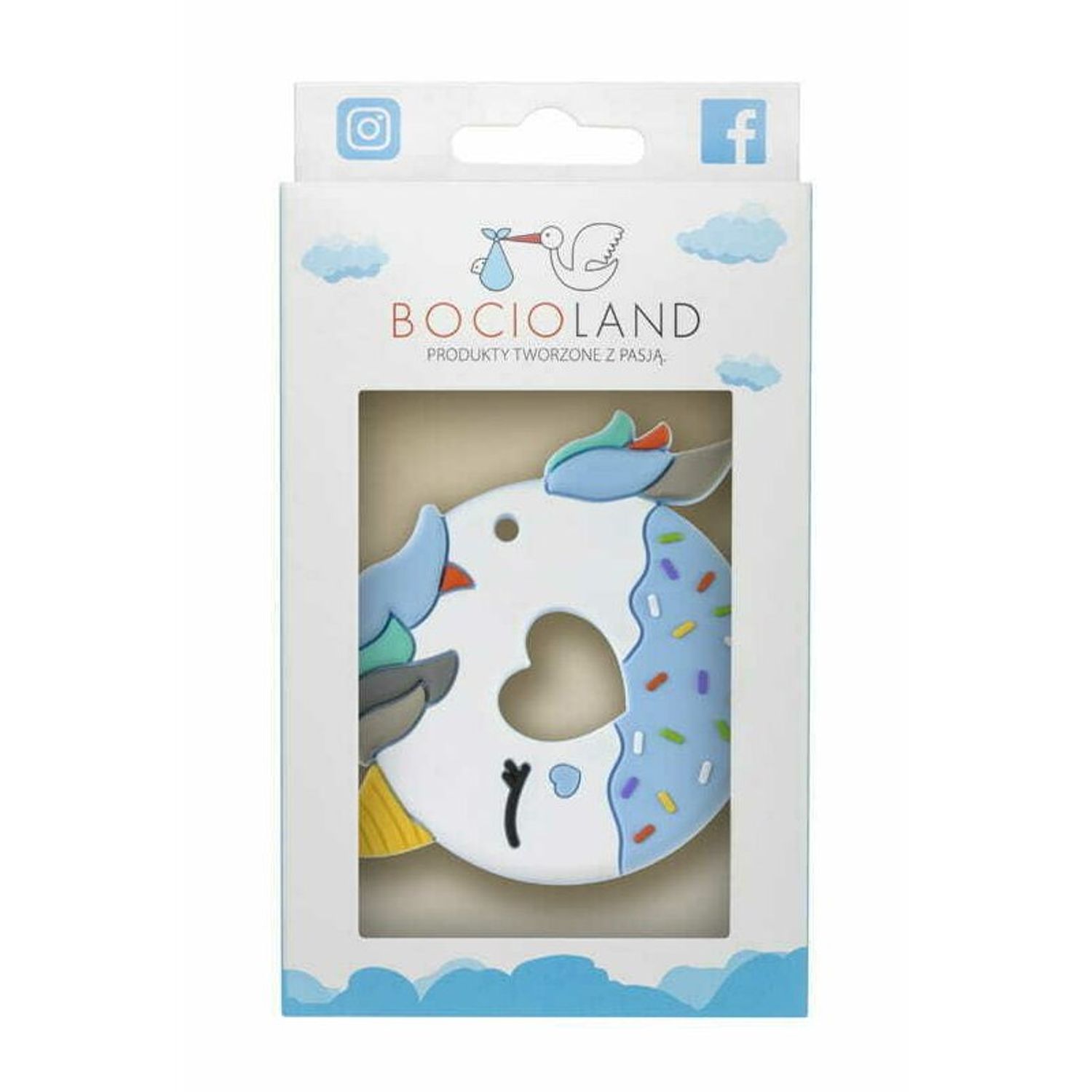 Bocioland - Jucarie de dentitie din silicon, Gogoasa, Albastru fotografia produsului View 2 L