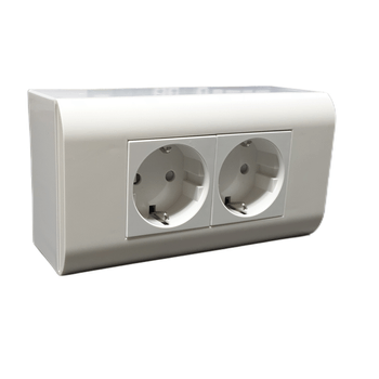 Priza electrica dubla lankatt, schuko, pt, montaj aparent (pe tencuiala), modulara, 80x148, alb