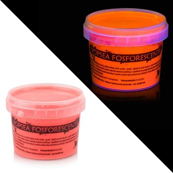 Vopsea glow in the dark, procart, fosforescenta care lumineaza portocaliu, 100 ml