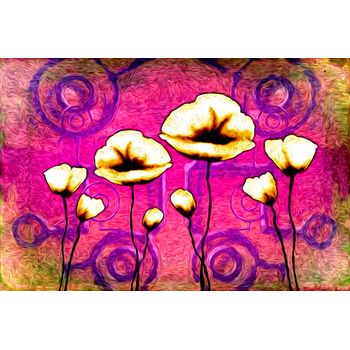Tablou, arlata word mag, flori maci, rama lemn 1007, multicolor,100x70 cm