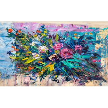 Tablou, arlata word mag, maci flori,picturi 1174, rama lemn, multicolor, 150x90 cm, rezolutie full hd