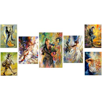 Set tablouri 7 piese, arlata word mag,picturi hol,dormitor 1246, rama lemn,320x90 cm