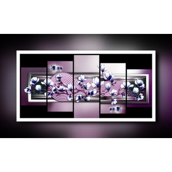 Tablou, arlata word mag, dormitor, hol,magnolie abstract 1230, rama lemn, multicolor, 150x90 cm, rezolutie full hd