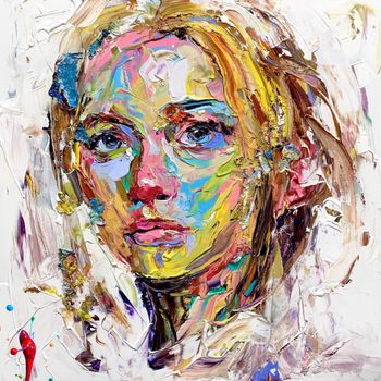 Tablou,arlata word mag,dormitor,living,portret1261,rama lemn,multicolor,80x80 cm