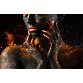Tablou, arlata word mag, dormitor, hol,portret abstract 1229, rama lemn, multicolor, 100x70 cm, rezolutie full hd