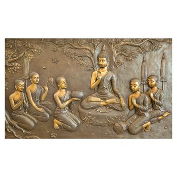 Tablou, arlata word mag, portret zen, buddha 1154, rama lemn, multicolor,80x50 cm, rezolutie full hd