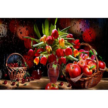 Tablou, arlata word mag,dormitor,fructe1288, rama lemn, multicolor,100x70 cm