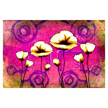 Tablou, arlata word mag, flori maci, rama lemn, multicolor, 80x50