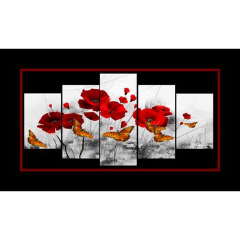 Tablou, arlata word mag, dormitor, hol,maci,fluturi abstract 1232, rama lemn, multicolor, 150x90 cm, rezolutie full hd