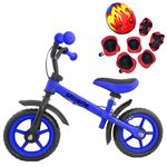 Bicicleta cu echipament protectie si frana de mana, Fara pedale, Pentru copii 2-6 ani, 12 inch, Albastra fotografia produsului