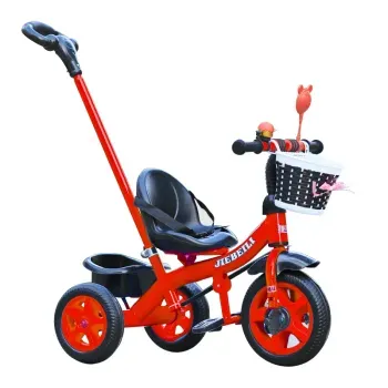 Tricicleta cu pedale pentru copii 2-5 ani, cu maner parental detasabil, rosie