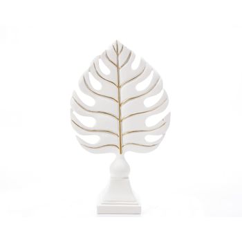 Statueta din rasina, leaf white, alb, 26 cm, ella home