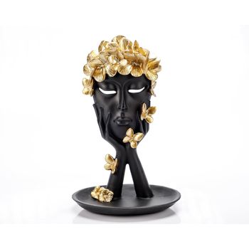 Statueta din rasina, crown black, negru, 27 cm, ella home