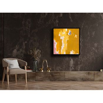 Tablou canvas, intaglio, abstract, print pe panza premium, color, in nuante galben mustar, pentru living, dormitor, birou, hol