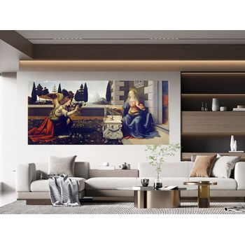 Tablou canvas, intaglio, color, clasic, the annunciation de leonardo da vinci, print pe panza premium, pentru living